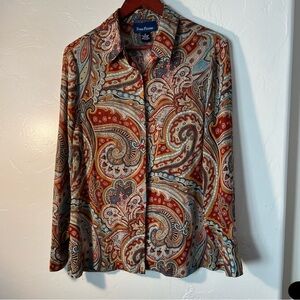 Evan Picone Red and Blue Paisley Size S Shirt-see notes